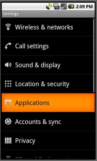 Goto Android Settings and then the Application Screen