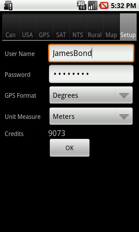 Android App: Enter your user name and password