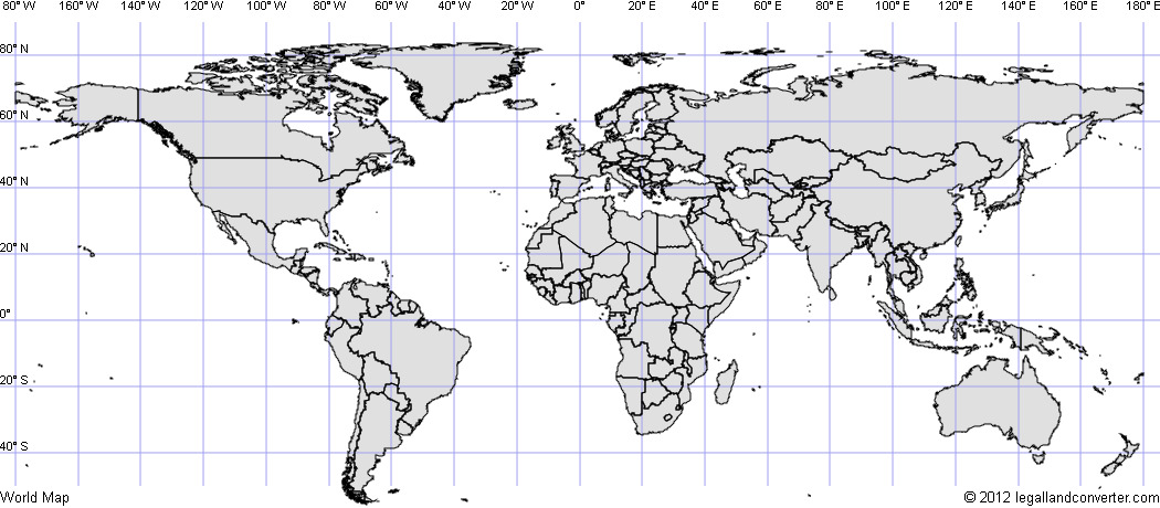 World Map With Latitude And Longitude