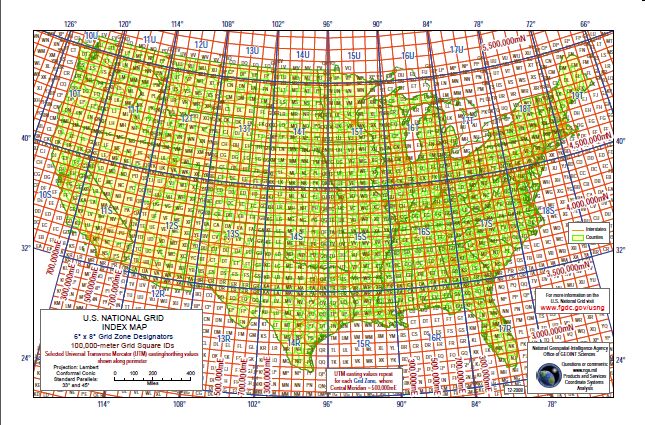 Click for larger United States National Grid (USNG) Index Map with 6 x 8 Degree Grid Zone Designators