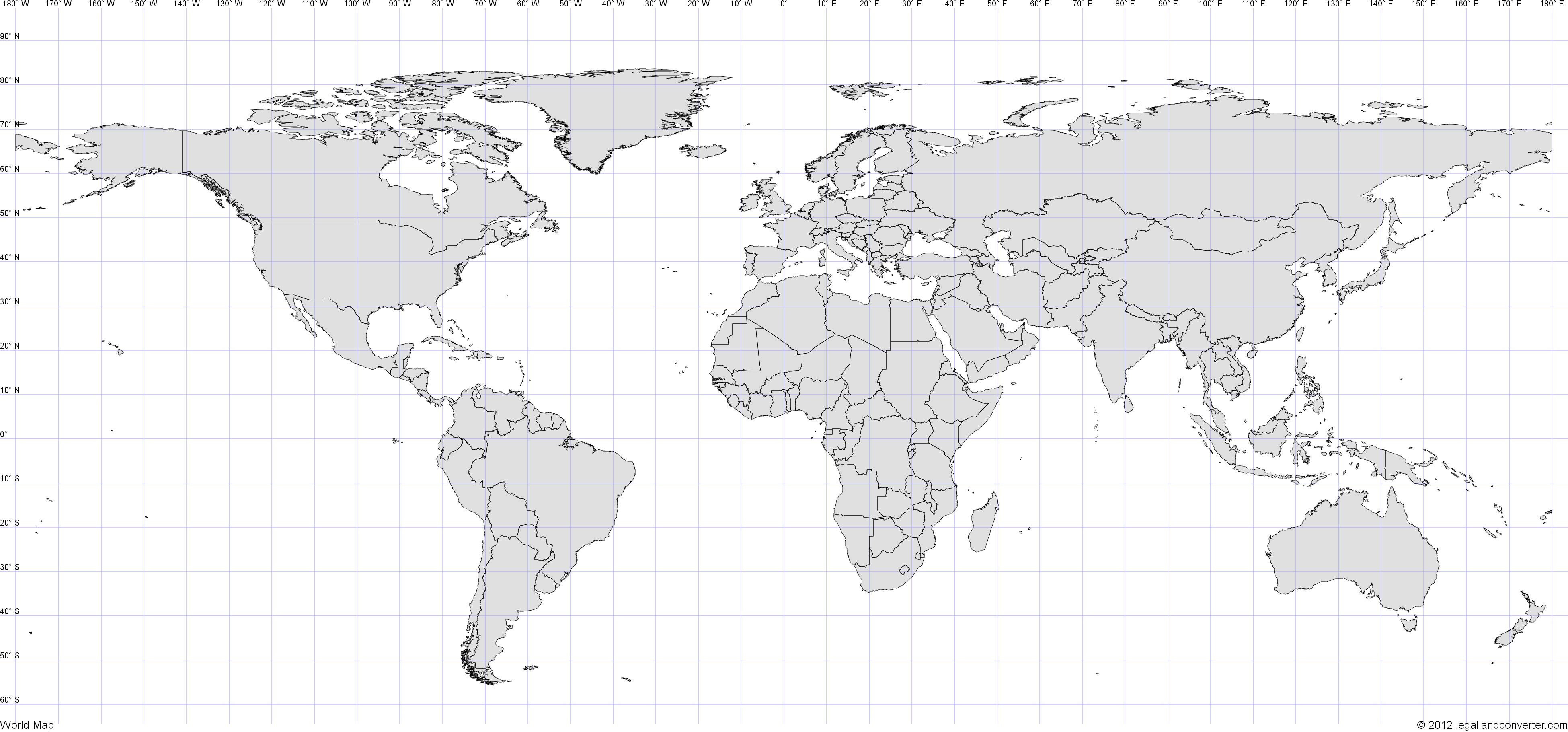 World Map Lat Long Grid World Map With Latitude And Longitude